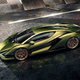 A photo of a green Lamborghini Sián supercar.